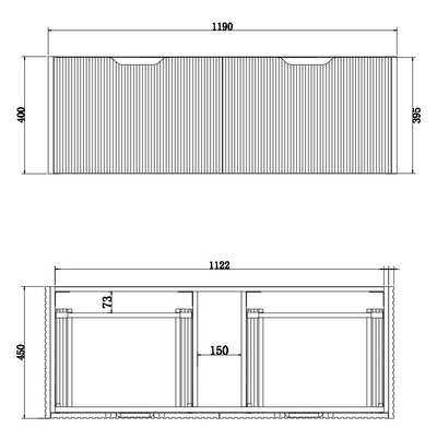 Riva Vienna 1200mm White Oak Single Bowl Wall Hung Vanity (Cabinet Only) - Sydney Home Centre