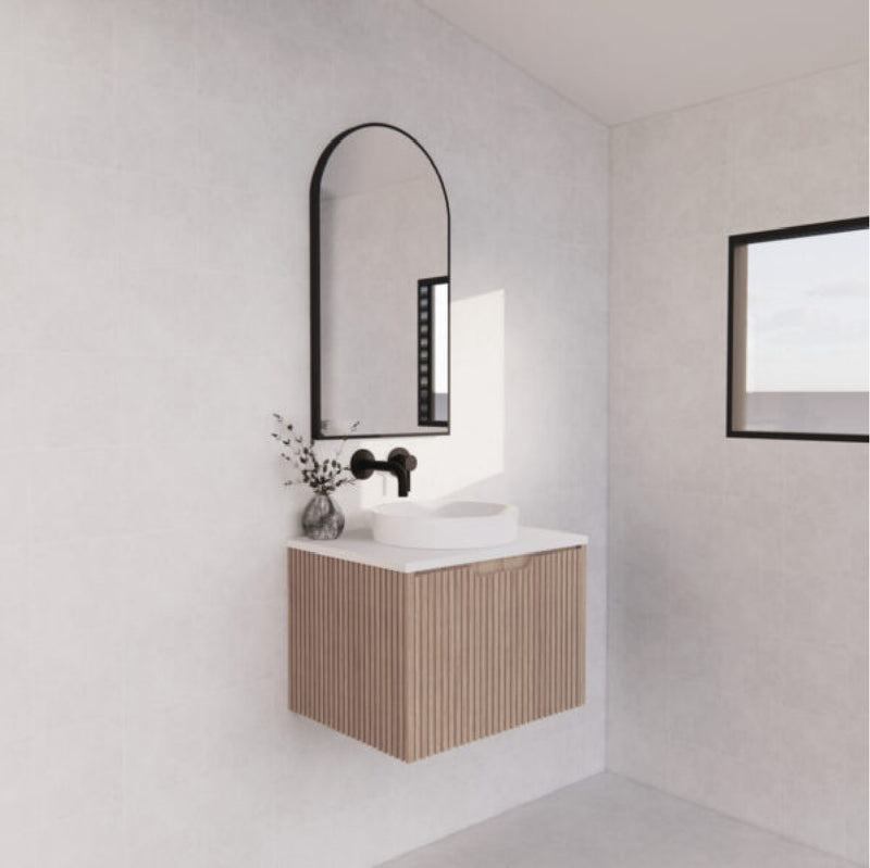 Riva Vienna 600mm American Oak Single Bowl Wall Hung Vanity (Cabinet Only) - Sydney Home Centre