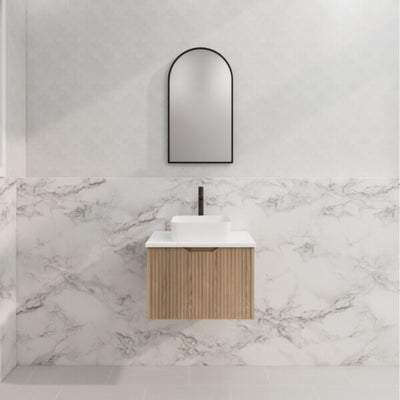 Riva Vienna 600mm American Oak Single Bowl Wall Hung Vanity (Eden Ceramic Top) - Sydney Home Centre