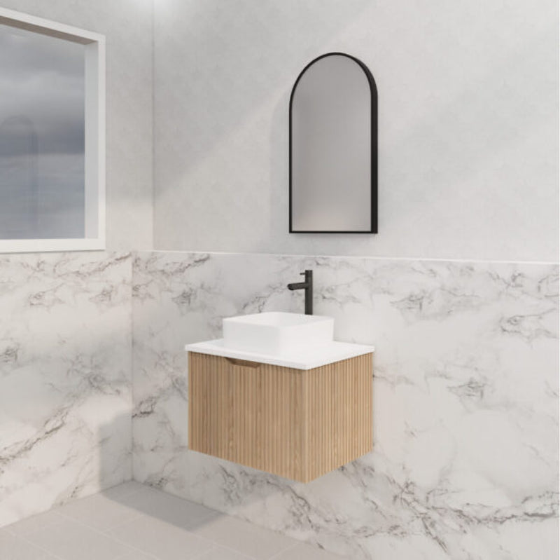 Riva Vienna 600mm American Oak Single Bowl Wall Hung Vanity (Eden Ceramic Top) - Sydney Home Centre