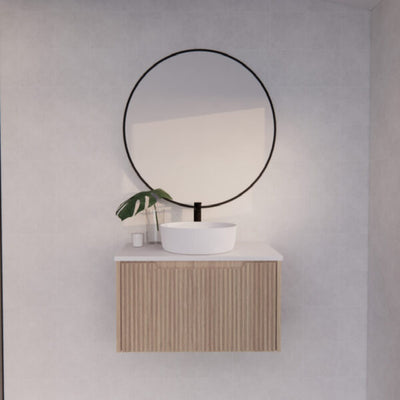 Riva Vienna 750mm American Oak Single Bowl Wall Hung Vanity (Volvo Polymarble Top) - Sydney Home Centre