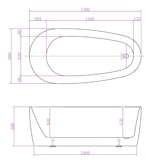 Riva Vista Super Slim Edge 1700mm Freestanding Bathtub Matte White - Sydney Home Centre