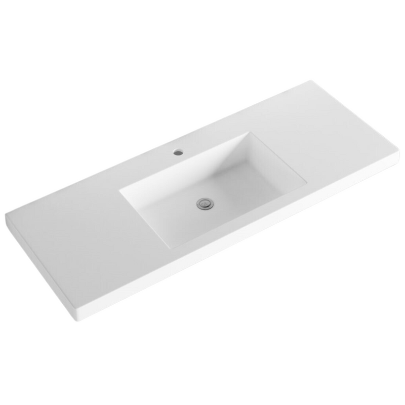 Viva ABS MF 1200mm Light Oak Single Bowl Wall Hung Vanity (Volvo Polymarble Top) - Sydney Home Centre