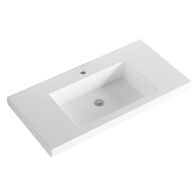 Riva Vienna 900mm Matte White Single Bowl Wall Hung Vanity (Volvo Polymarble Top) - Sydney Home Centre