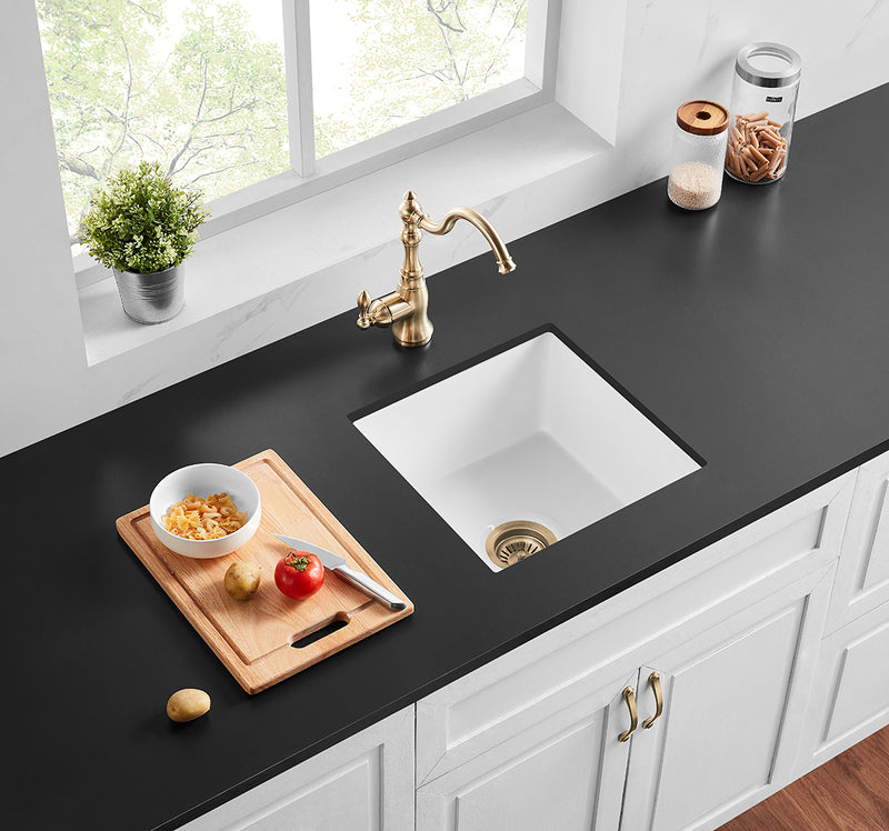 Ceto Camden Fireclay Square 457mm Top/undermount Sink Gloss White - Sydney Home Centre