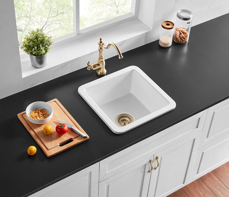 Ceto Camden Fireclay Square 457mm Top/undermount Sink Gloss White - Sydney Home Centre