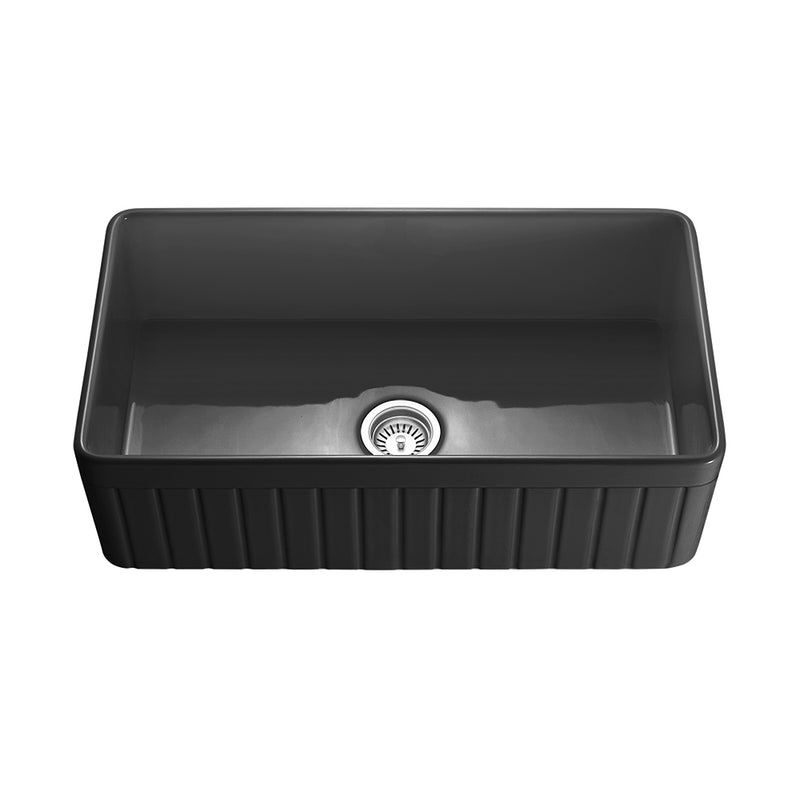 Ceto Greenwich Fireclay Farmhouse 828mm Single Bowl Sink Matte Black - Sydney Home Centre