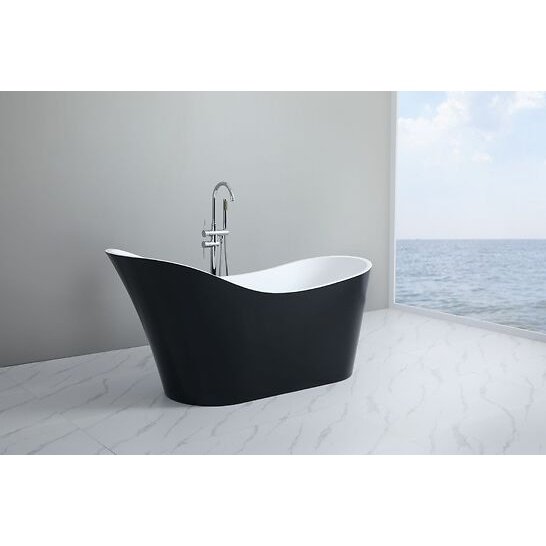 Poseidon Bevel Free Standing 1700mm Gloss Black And White Bathtub - Sydney Home Centre