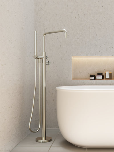 Zen SS316L Freestanding Bath Mixer Brushed Nickel