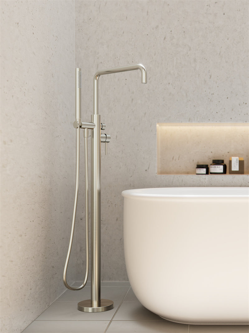 Zen SS316L Freestanding Bath Mixer Brushed Nickel