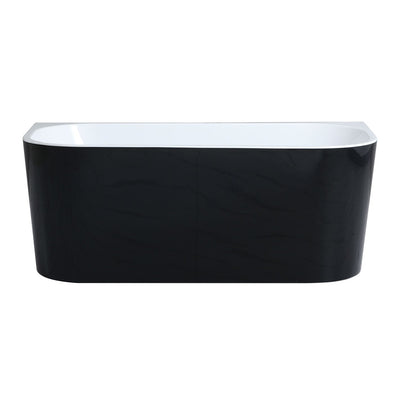 Poseidon Elivia Back To Wall 1500mm Gloss Black And White Bathtub - Sydney Home Centre