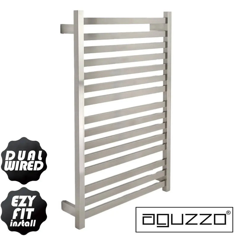 EZY FIT Heated Towel Rail Flat Tube Dual Wired 600mm x 920mm Brushed Nickel