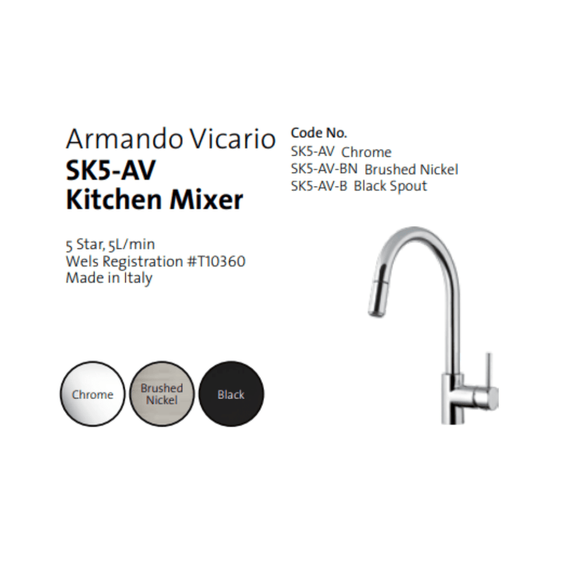 Armando Vicario Pull Out Kitchen Mixer Black - Sydney Home Centre