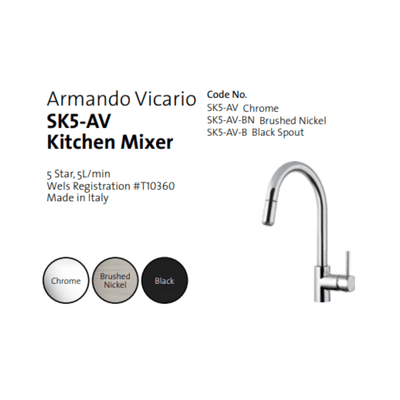 Armando Vicario Pull Out Kitchen Mixer Brushed Nickel - Sydney Home Centre