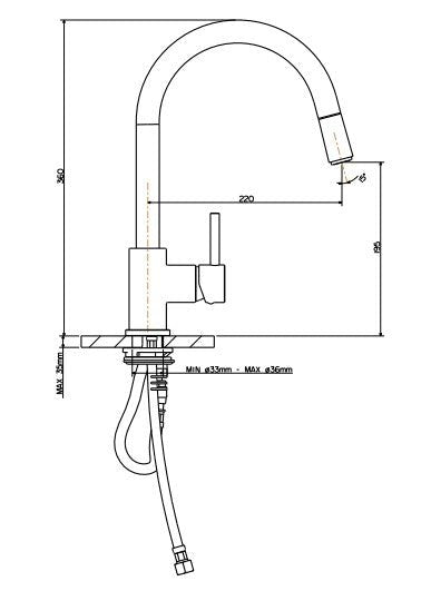 Armando Vicario Pull Out Kitchen Mixer Chrome - Sydney Home Centre