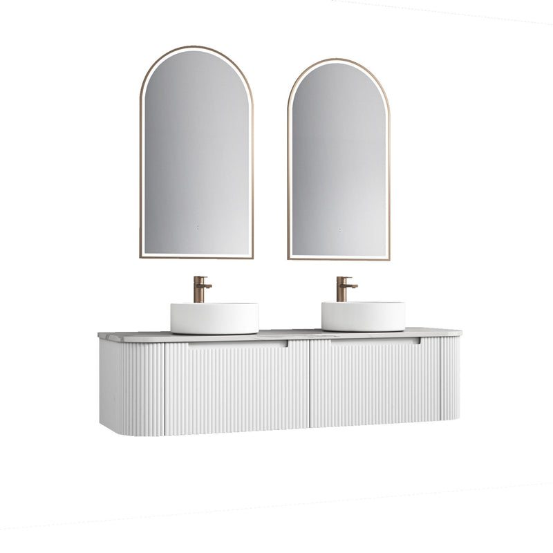 Aulic Petra Mark II 1500mm Double Bowl Wall Hung Vanity Matte White (Cabinet Only) - Sydney Home Centre