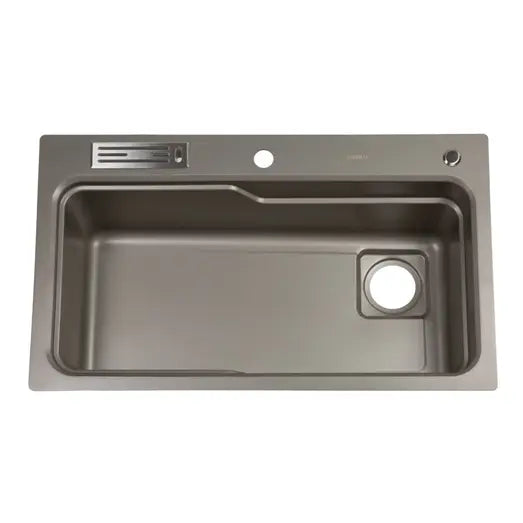 Higold Belle Luxe 2.0 Single Bowl Workstation Kitchen Sink Dual Step Nano Coated Stainless Steel Panel Anti-Scratch 800mm PVD Grey - Sydney Home Centre