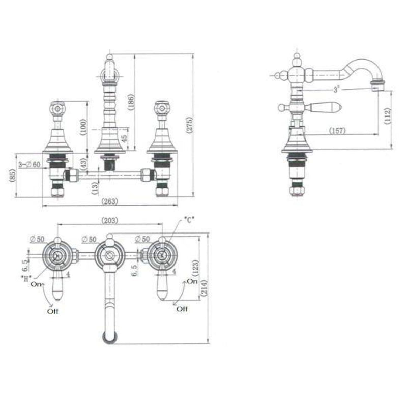 MN Bordeaux 1/4 Turn Basin Set Brushed Nickel