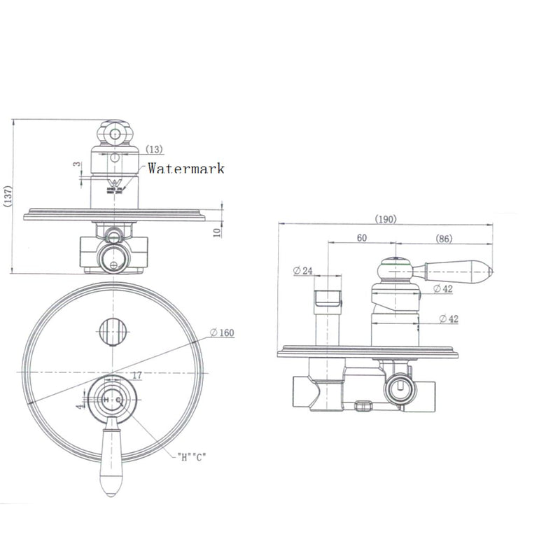 MN Bordeaux Shower Diverter Brushed Nickel