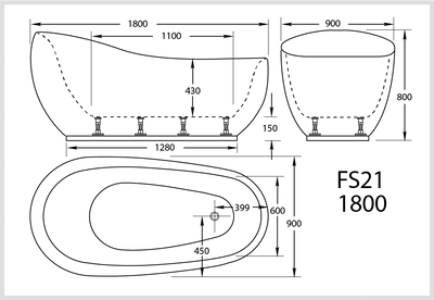 Broadway Bathroom FS21 1800mm Spa With Electronic Touch Pad 12 Jets White - Sydney Home Centre