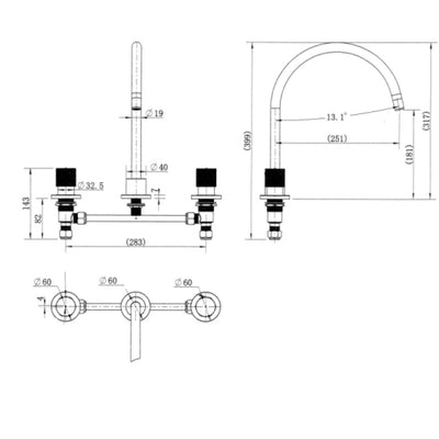 MN Cadence 1/4 Turn Kitchen Set Chrome