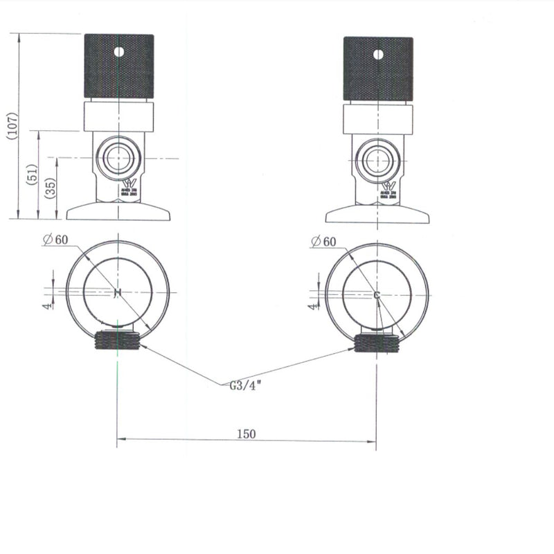 MN Cadence 1/4 Turn Washing Machine Stops Chrome