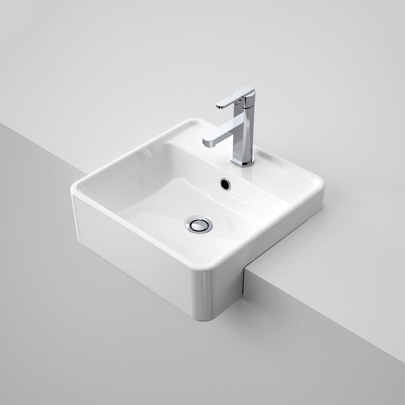 Caroma Carboni II Semi Recessed Basin 1 Tap Hole White - Sydney Home Centre