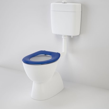 Caroma Care 200 V2 Connector S Trap Toilet Suite With Caravelle Care Double Flap Seat Sorrento Blue - Sydney Home Centre