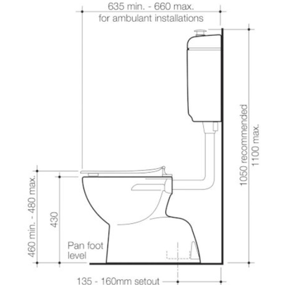 Caroma Care 400 Connector S Trap Toilet Suite With Caravelle Care Single Flap Seat Anthracite Grey - Sydney Home Centre