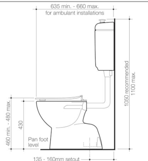 Caroma Care 400 Connector S Trap Toilet Suite With Caravelle Care Single Flap Seat Sorrento Blue - Sydney Home Centre