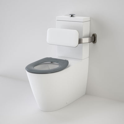 Caroma Care 610 Cleanflush Connector P Trap Suite with Backrest and Caravelle Single Flap Seat Anthracite Grey - Sydney Home Centre