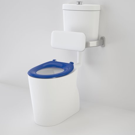 Caroma Care 610 Cleanflush Connector P Trap Suite with Backrest and Caravelle Single Flap Seat Sorrento Blue - Sydney Home Centre