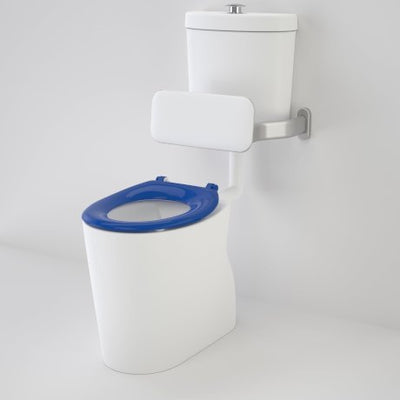 Caroma Care 610 Cleanflush Connector S Trap Suite with Backrest and Caravelle Single Flap Seat Sorrento Blue - Sydney Home Centre