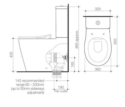 Caroma Care 660 Ambulant Cleanflush Easy Height BI Suite with Single Flap Seat White with GermGard® - Sydney Home Centre