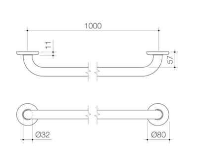 Caroma Care Support Grab Rail 1000mm Straight - Matte Black - Sydney Home Centre