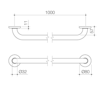 Caroma Care Support Grab Rail 1000mm Straight - Stainless Steel - Sydney Home Centre