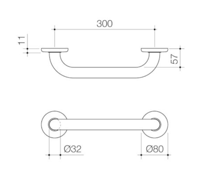 Caroma Care Support Grab Rail 300mm Straight - Matte Black - Sydney Home Centre