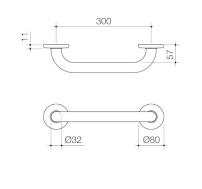 Caroma Care Support Grab Rail 300mm Straight - Stainless Steel - Sydney Home Centre