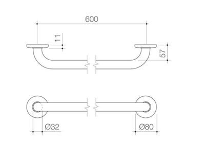 Caroma Care Support Grab Rail 600mm Straight - Brushed Nickel - Sydney Home Centre