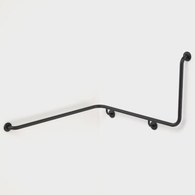 Caroma Care Support Grab Rail 90 Degree Angled - Left Hand Side - 1110mm x 1030mm x 600mm - Matte Black - Sydney Home Centre