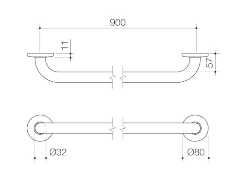 Caroma Care Support Grab Rail 900mm Straight - Matte Black - Sydney Home Centre