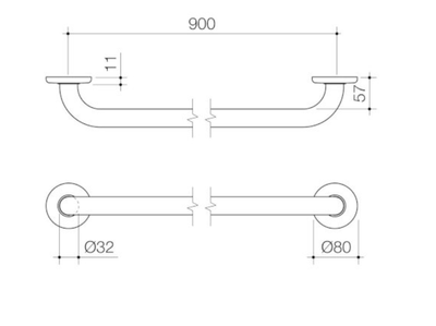 Caroma Care Support Grab Rail 900mm Straight - Stainless Steel - Sydney Home Centre