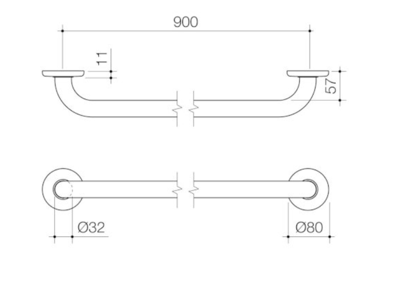 Caroma Care Support Grab Rail 900mm Straight - Stainless Steel - Sydney Home Centre