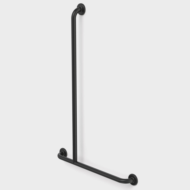 Caroma Care Support T - Bar Grab Rail - Left Hand Side - 1100mm x 700mm - Matte Black - Sydney Home Centre