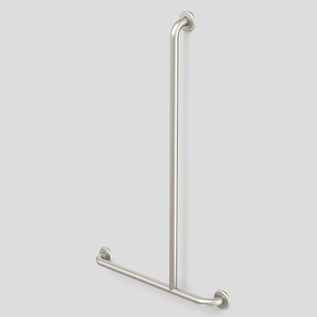 Caroma Care Support T - Bar Grab Rail - Right Hand Side - 1100mm x 700mm - Brushed Nickel - Sydney Home Centre