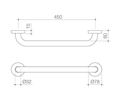 Caroma Home Collection Grab Rail 450mm Straight Chrome - Sydney Home Centre