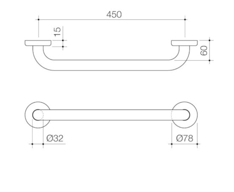 Caroma Home Collection Grab Rail 450mm Straight White - Sydney Home Centre