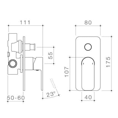 Caroma Luna Bath/Shower Mixer with Diverter Black - Sydney Home Centre