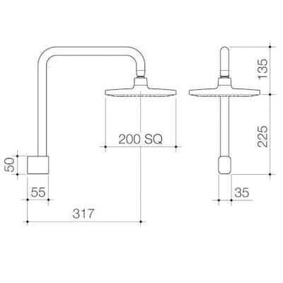 Caroma Luna Fixed Overhead Shower Brushed Nickel - Sydney Home Centre