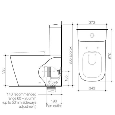 Caroma Luna Square Cleanflush® Wall Faced Toilet Suite BI White - Sydney Home Centre